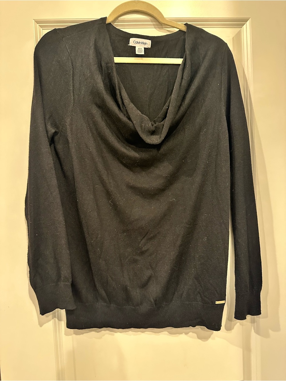 Calvin Klein Black Long-Sleeve Cowl Neck Sweater